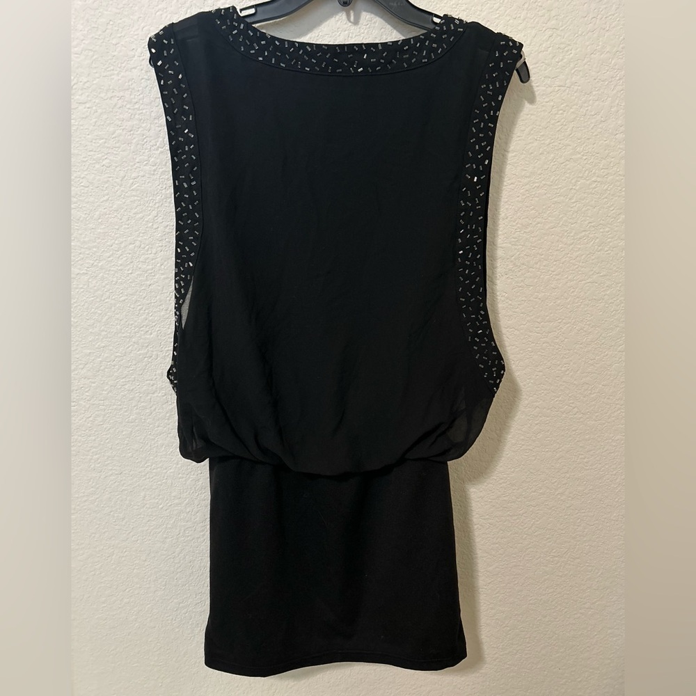 Love Stitch Black Beaded Blouson Dress Size M Like New Boho Cocktail - Picture 5 of 6
